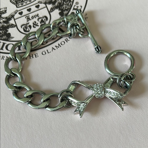 Vintage Juicy Couture Silver Chain Bracelet with Bling Bow - Picture 7 of 15